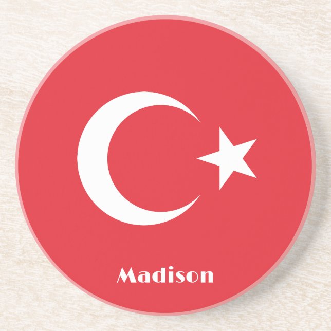 Custom Name Turkey Flag Coaster (Front)