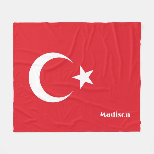 Custom Name Turkey Flag Fleece Blanket (Front (Horizontal))