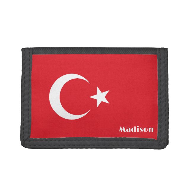 Custom Name Turkey Flag Tri-fold Wallet (Front)