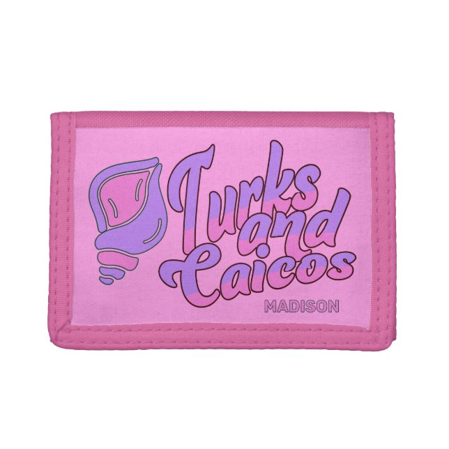 Custom Name Turks and Caicos Conch Trifold Wallet (Front)