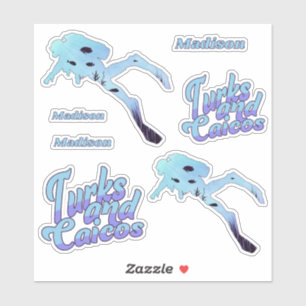 Custom Name Turks and Caicos Diving Sticker