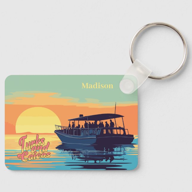 Custom Name Turks and Caicos Keychain (Front)