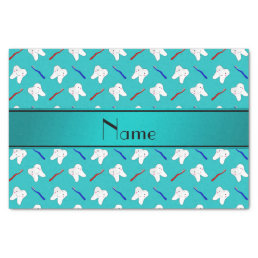 Custom name turquoise brushes and tooth pattern tissue paper