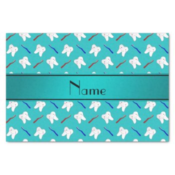 Custom Name Turquoise Brushes And Tooth Pattern Tissue Paper by Brothergravydesigns at Zazzle