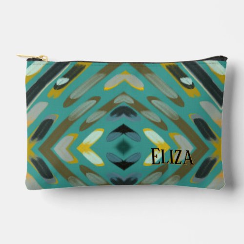 Custom Name Turquoise Camo Colors Pattern Accessory Pouch