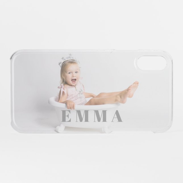 Custom Name Typography and Photo Uncommon iPhone Case (Back (Horizontal))