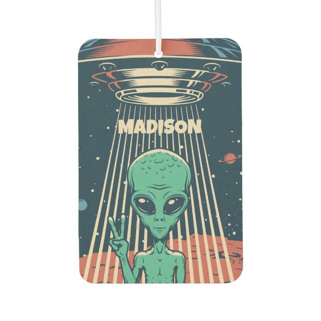 Custom Name UFO Alien Air Freshener (Front)