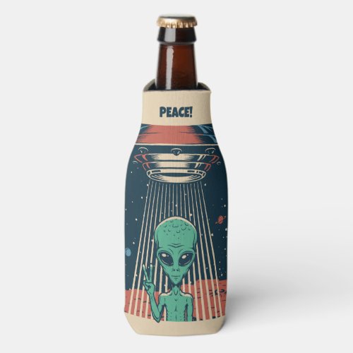 Custom Name UFO Alien Bottle Cooler