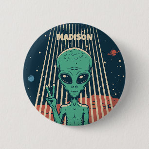 Custom Name UFO Alien Button