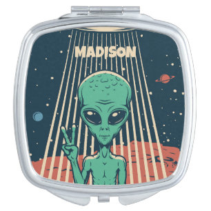Custom Name UFO Alien Compact Mirror