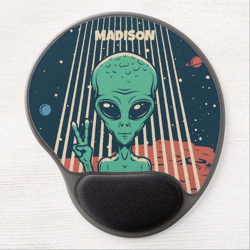 Custom Name UFO Alien Gel Mouse Pad