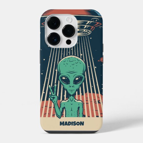 Custom Name UFO Alien iPhone 14 Pro Case