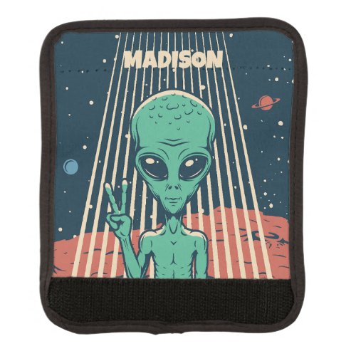 Custom Name UFO Alien Luggage Handle Wrap