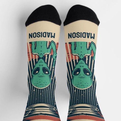 Custom Name UFO Alien Socks