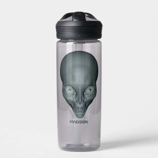 Custom name UFO Alien Water Bottle (Front)