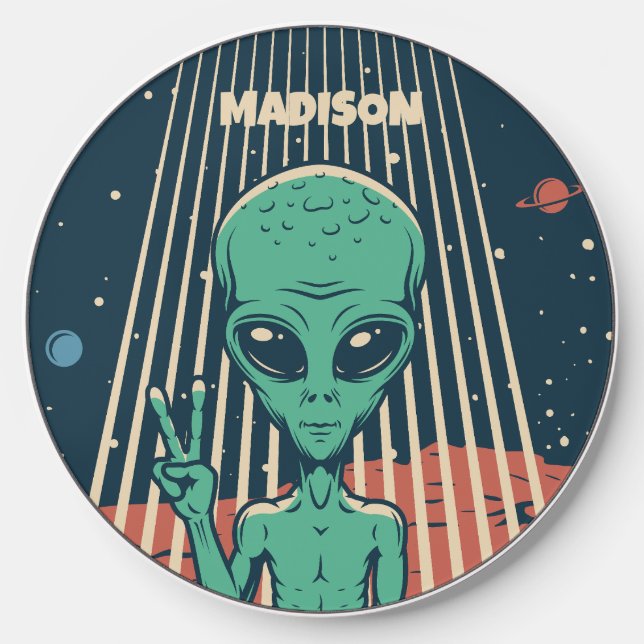 Custom Name UFO Alien Wireless Charger (Front)