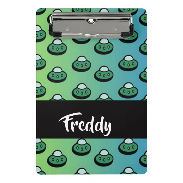 Custom name ufo on gradient mini clipboard (Front)