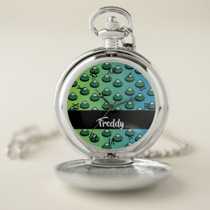 Custom name ufo on gradient pocket watch