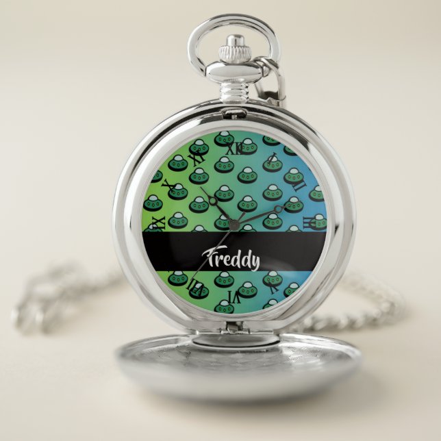 Custom name ufo on gradient pocket watch (Inside)