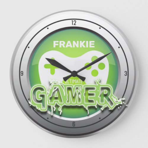 Custom NAME Ultimate Gamer Video Game Room Large Clock