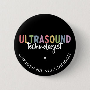 Custom Name Ultrasound Technologist Gifts Button