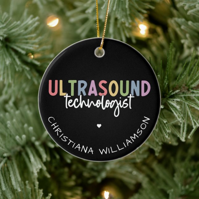 Custom Name Ultrasound Technologist Gifts Ceramic Ornament (Tree)