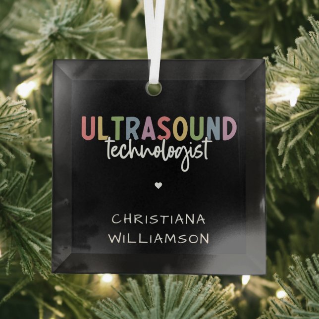 Custom Name Ultrasound Technologist Gifts Glass Ornament (Insitu)
