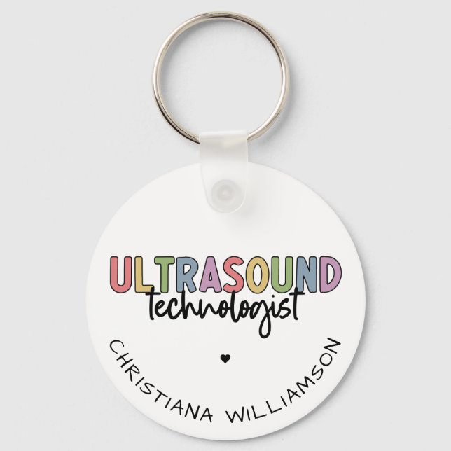 Custom Name Ultrasound Technologist Gifts Keychain (Front)