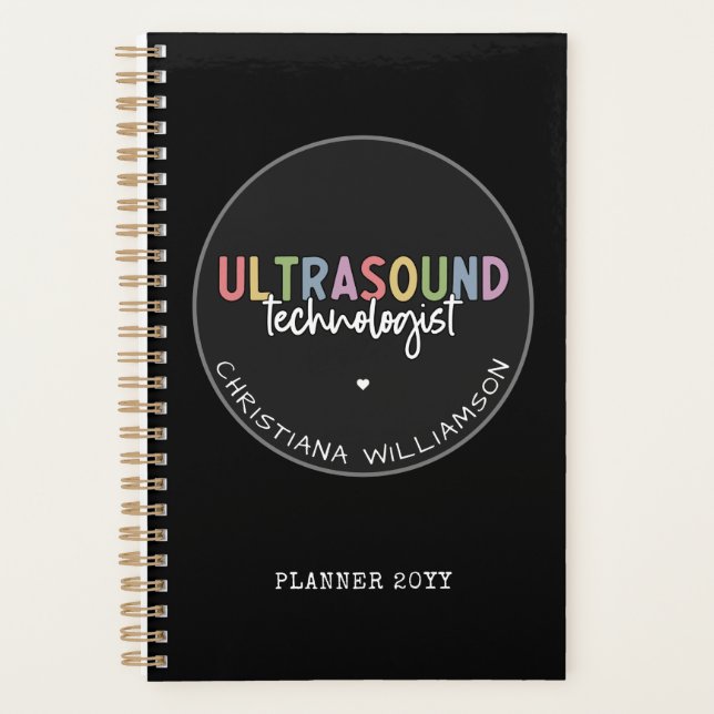 Custom Name Ultrasound Technologist Gifts Planner (Front)