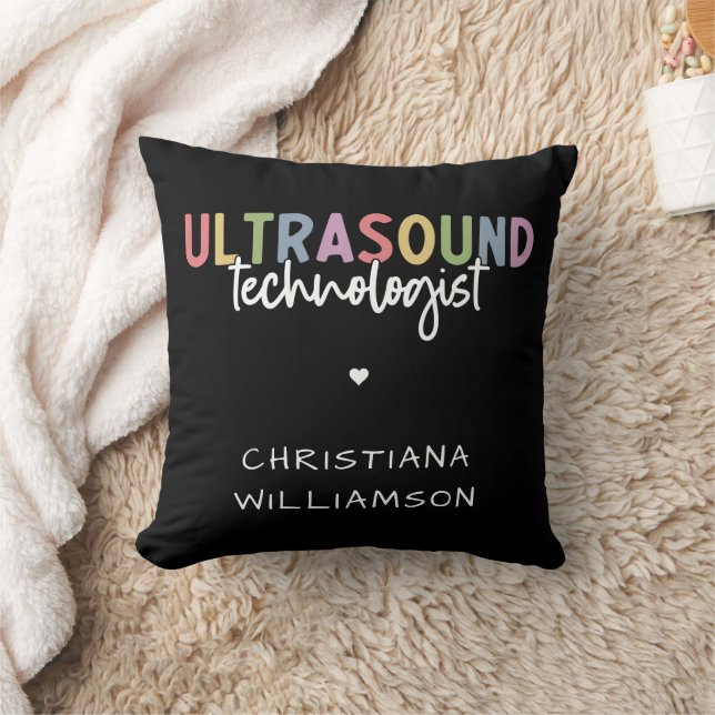 Custom Name Ultrasound Technologist Gifts Throw Pillow (Blanket)