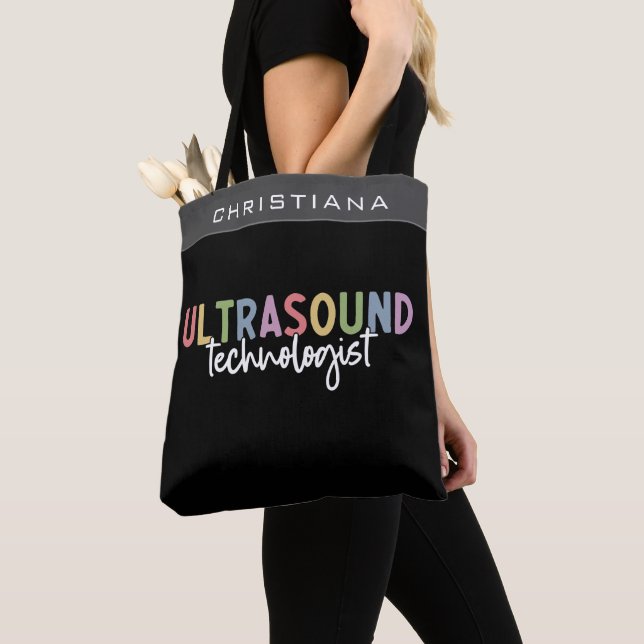 Custom Name Ultrasound Technologist Gifts Tote Bag (Close Up)