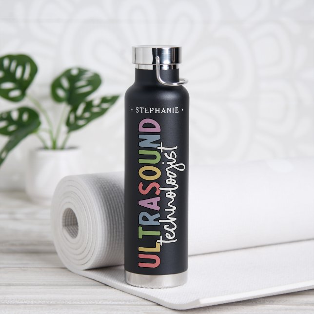 Custom Name Ultrasound Technologist Gifts Water Bottle (Yoga)