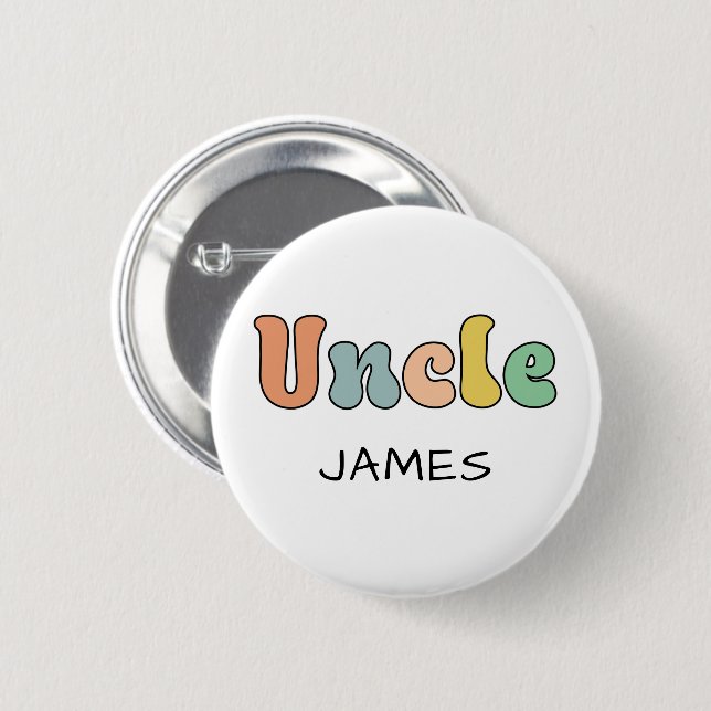 Custom Name Uncle Retro Gift | Uncle Personalized Button (Front & Back)