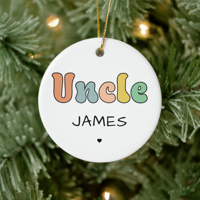 Custom Name Uncle Retro Gift | Uncle Personalized Ceramic Ornament (Tree)