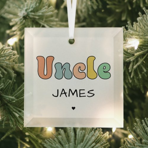 Custom Name Uncle Retro Gift  Uncle Personalized Glass Ornament