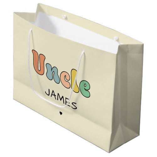 Custom Name Uncle Retro Gift  Uncle Personalized Large Gift Bag