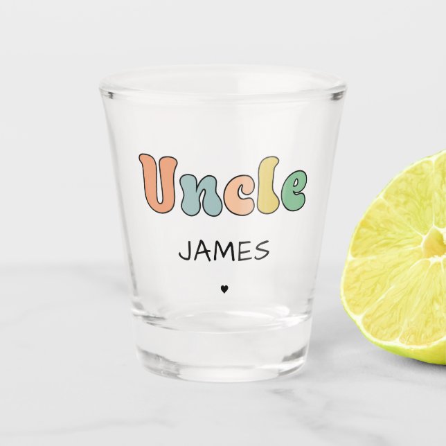 Custom Name Uncle Retro Gift | Uncle Personalized Shot Glass (Front)