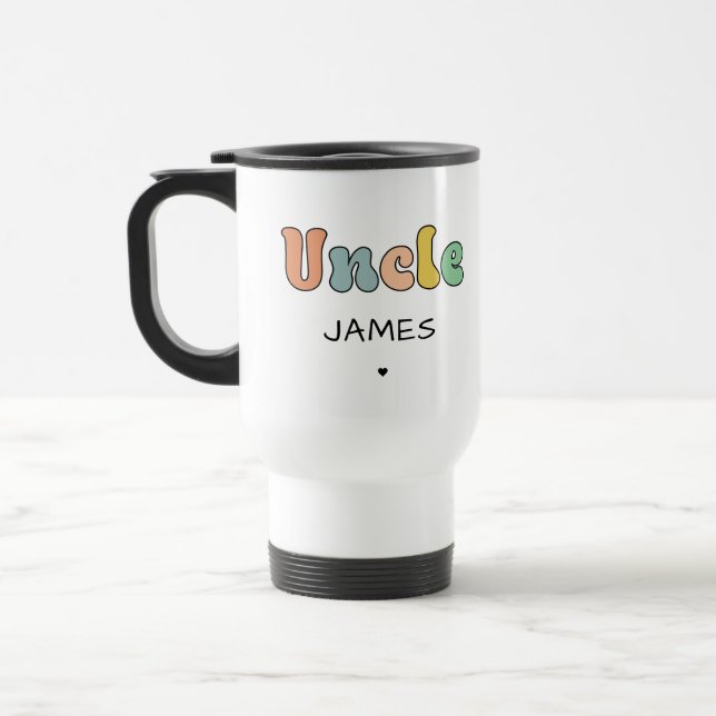 Custom Name Uncle Retro Gift | Uncle Personalized Travel Mug (Left)
