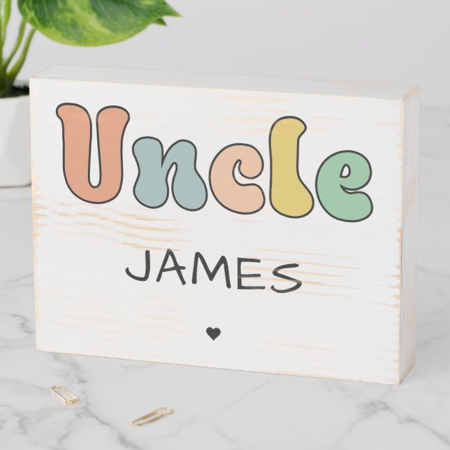 Custom Name Uncle Retro Gift | Uncle Personalized Wooden Box Sign (In Situ Horizontal)