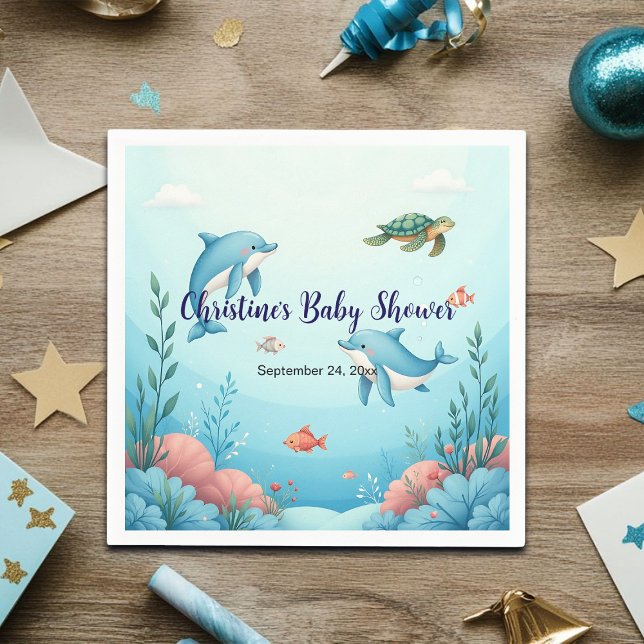 Custom Name Under the Sea Baby Shower Napkins (Creator Uploaded)