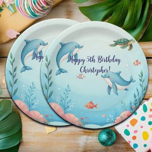 Custom Name Under the Sea Birthday Party Paper Plates