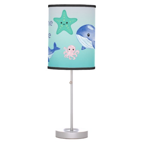 Custom Name Under the Sea Girl Baby Shower Gift Table Lamp