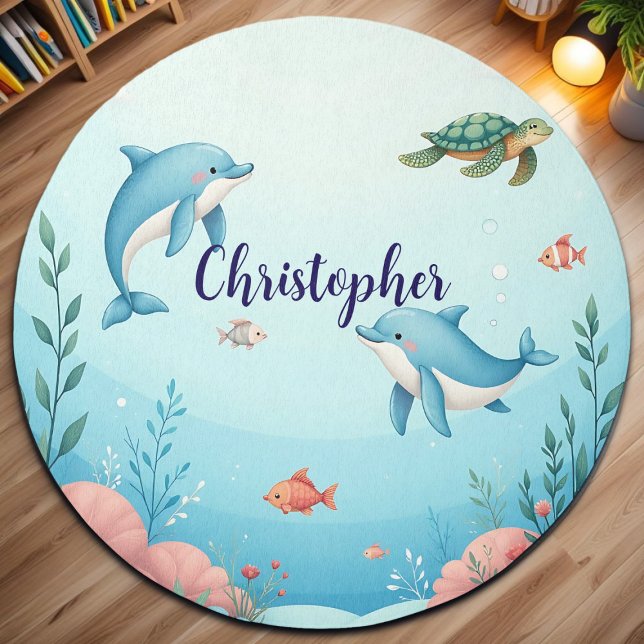 Custom Name Under the Sea Kids Rug (Creator Uploaded)