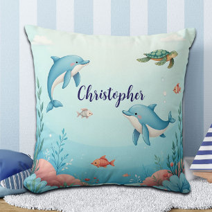 Custom Name Under the Sea Throw Pillow