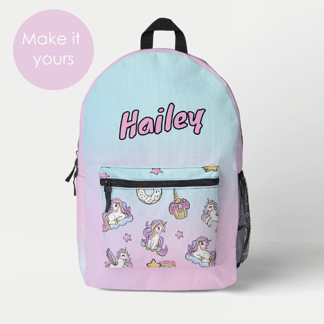 Custom Name Unicorn  Back to School  Printed Backpack (Creator Uploaded)