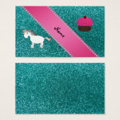 Custom name unicorn cupcake turquoise glitter (Front & Back)