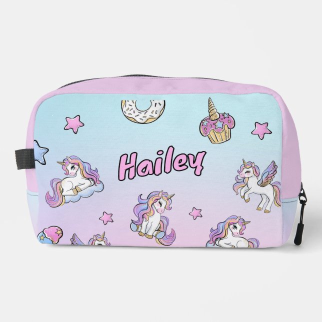 Custom Name Unicorn Kids Back to School  Dopp Kit (Front)