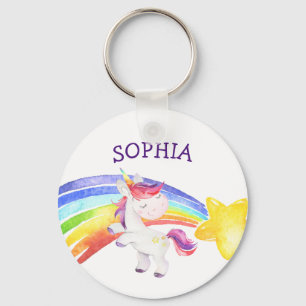Custom Name Unicorn Magical Kids Cute Pink Keychain
