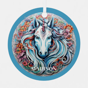 Custom Name Unicorn Metal Ornament