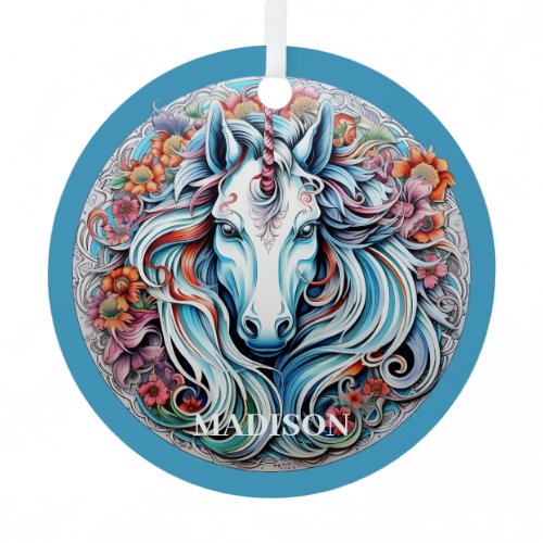 Custom Name Unicorn Metal Ornament